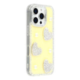 iPhone 16 Pro Funklende Kærlighed og Perle Hybrid Cover - Gul