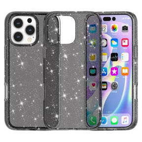 iPhone 16 Pro Stylish Glitter Series Hybrid Cover - Sort