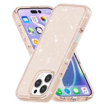 iPhone 16 Pro Stylish Glitter Series Hybrid Cover - Guld