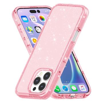 iPhone 16 Pro Stylish Glitter Series Hybrid Cover - Pink