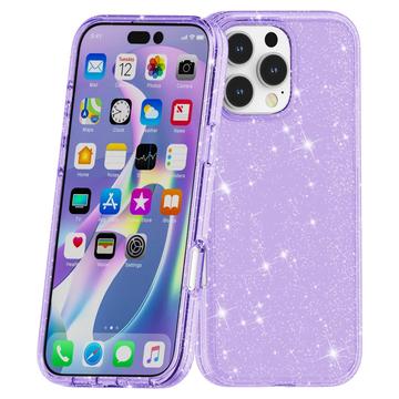 iPhone 16 Pro Stylish Glitter Series Hybrid Cover - Lilla