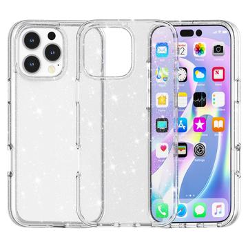 iPhone 16 Pro Stylish Glitter Series Hybrid Cover - Hvid