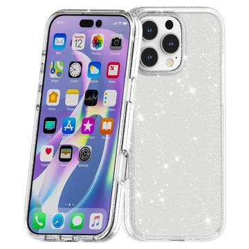iPhone 16 Pro Stylish Glitter Series Hybrid Cover - Hvid