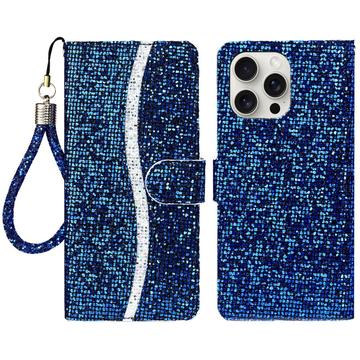 iPhone 16 Pro Stilfuldt glitterpungetui - blå