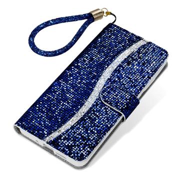 iPhone 16 Pro Stilfuldt glitterpungetui - blå