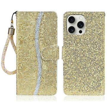 iPhone 16 Pro Stilfuldt glitterpungetui - guld