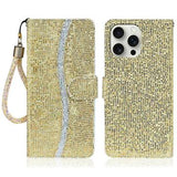 iPhone 16 Pro Stilfuldt glitterpungetui - guld