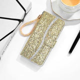 iPhone 16 Pro Stilfuldt glitterpungetui - guld