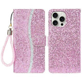 iPhone 16 Pro Stilfuldt glitterpungetui - pink