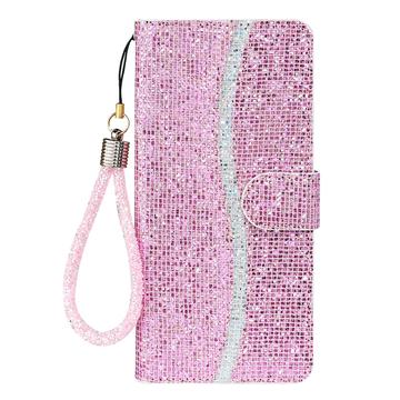 iPhone 16 Pro Stilfuldt glitterpungetui - pink