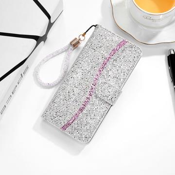 iPhone 16 Pro Stilfuldt glitterpungetui - sølv
