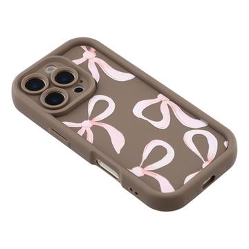 iPhone 16 Pro Stilfuldt stødsikkert TPU cover med forhøjede kanter - Brun / Stor sløjfe