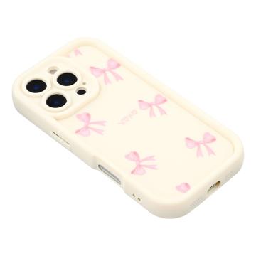 iPhone 16 Pro Stilfuldt stødsikkert TPU cover med forhøjede kanter - hvid / sløjfe
