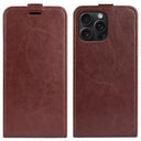 iPhone 16 Pro Vertikal Flip Taske med Kortholder - Brun