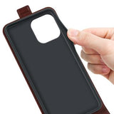 iPhone 16 Pro Vertikal Flip Taske med Kortholder - Brun