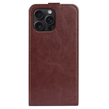 iPhone 16 Pro Vertikal Flip Taske med Kortholder - Brun