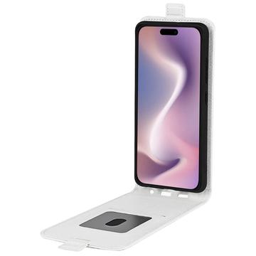 iPhone 16 Pro Vertikal Flip Taske med Kortholder - Hvid