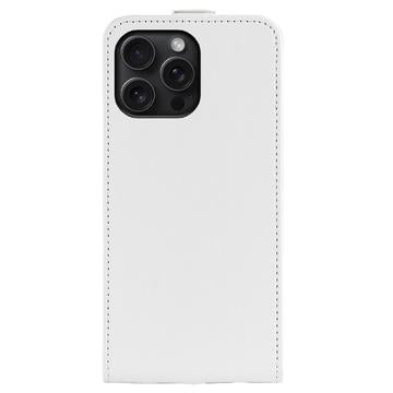 iPhone 16 Pro Vertikal Flip Taske med Kortholder - Hvid