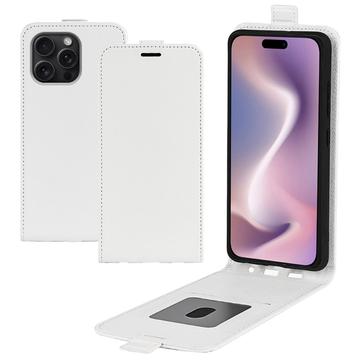 iPhone 16 Pro Vertikal Flip Taske med Kortholder - Hvid