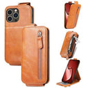 iPhone 16 Pro Lynlåslomme Vertikal Flip Cover - Brun