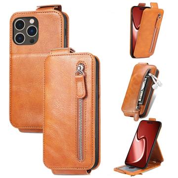 iPhone 16 Pro Lynlåslomme Vertikal Flip Cover - Brun