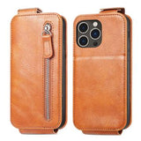 iPhone 16 Pro Lynlåslomme Vertikal Flip Cover - Brun
