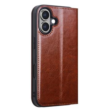 iPhone 16 Qialino Classic Læderpung - Mørkebrun