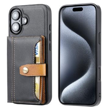 iPhone 16 Retro Style Cover med Pung - Sort