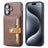iPhone 16 Retro Style Cover med Pung - Brun