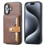 iPhone 16 Retro Style Cover med Pung - Brun