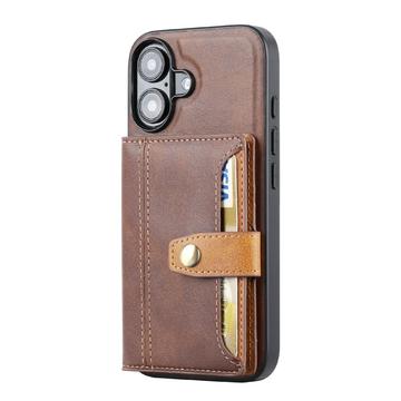 iPhone 16 Retro Style Cover med Pung - Brun