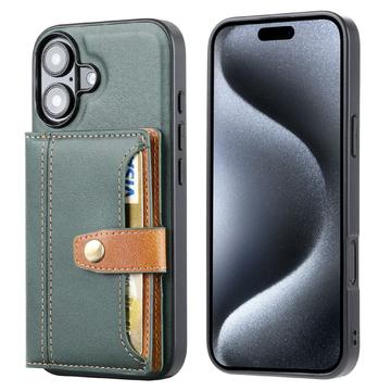 iPhone 16 Retro Style Cover med Pung - Grøn
