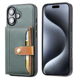 iPhone 16 Retro Style Cover med Pung - Grøn