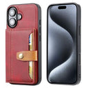 iPhone 16 Retro Style Cover med Pung - Rød