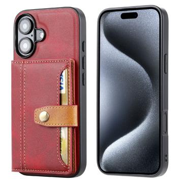 iPhone 16 Retro Style Cover med Pung - Rød