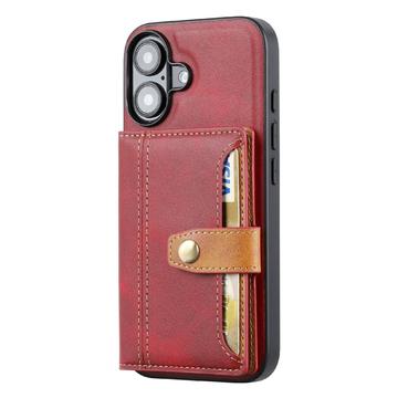 iPhone 16 Retro Style Cover med Pung - Rød
