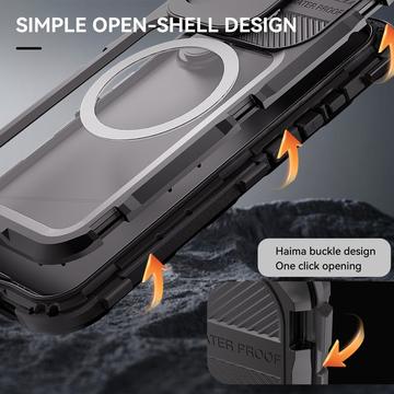 iPhone 16 Shellbox M Series IP68 vandtæt cover - dykkercover med MagSafe-kompatibilitet - Sort