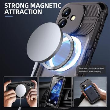 iPhone 16 Shellbox M Series IP68 vandtæt cover - dykkercover med MagSafe-kompatibilitet - Sort