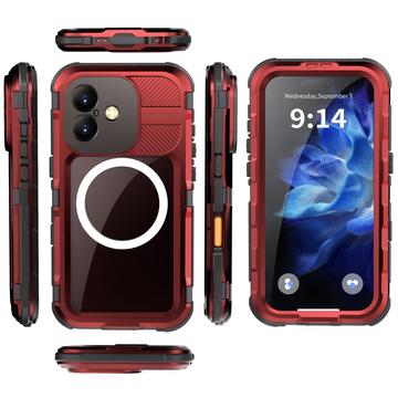 iPhone 16 Shellbox M Series IP68 vandtæt cover - dykkercover med MagSafe-kompatibilitet - rød