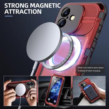 iPhone 16 Shellbox M Series IP68 vandtæt cover - dykkercover med MagSafe-kompatibilitet - rød