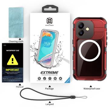 iPhone 16 Shellbox M Series IP68 vandtæt cover - dykkercover med MagSafe-kompatibilitet - rød