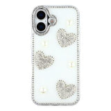 iPhone 16 Funklende Kærlighed og Perle Hybrid Cover - Hvid