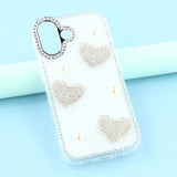 iPhone 16 Funklende Kærlighed og Perle Hybrid Cover - Hvid