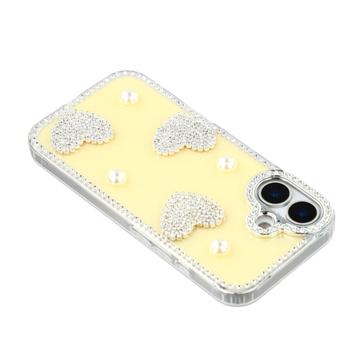 iPhone 16 Funklende Kærlighed og Perle Hybrid Cover - Gul