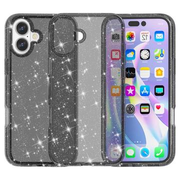 iPhone 16 Stylish Glitter Series Hybrid Cover - Sort