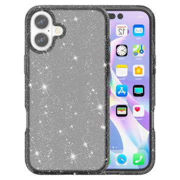 iPhone 16 Stylish Glitter Series Hybrid Cover - Sort