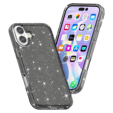 iPhone 16 Stylish Glitter Series Hybrid Cover - Sort