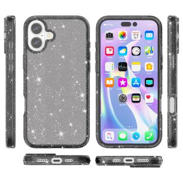 iPhone 16 Stylish Glitter Series Hybrid Cover - Sort