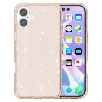 iPhone 16 Stylish Glitter Series Hybrid Cover - Guld