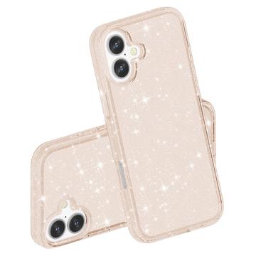 iPhone 16 Stylish Glitter Series Hybrid Cover - Guld